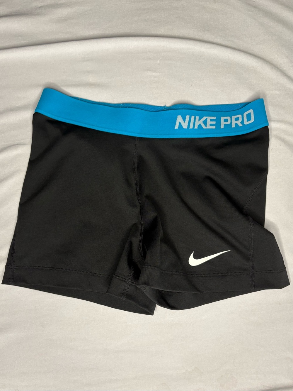 Nike Pro Black Shorts with Blue Waistband